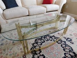 Glass Topped Brass Coffee Table