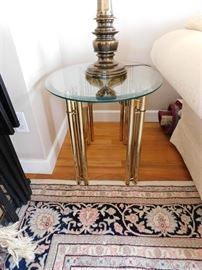 Glass Topped Brass End Table (2)