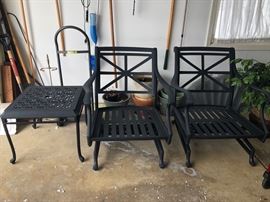 Lovely Heavy-Duty Chairs and table = perfect for a balcony or front porch.  Great Cushions with the chairs, too.