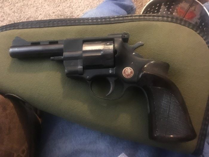 Arminian 38 Special with bag.  This used Arminius HW38 revolver fires the .38spl round. It has a 4" barrel with an overall blued finish. This 6 shot revolver has adjustable rear sights and a vented rib. Made in Germany,