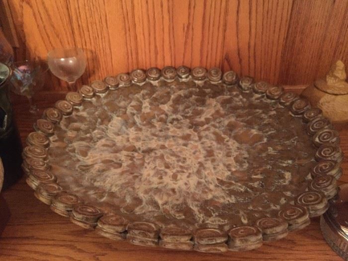 large hand thrown pottery dish