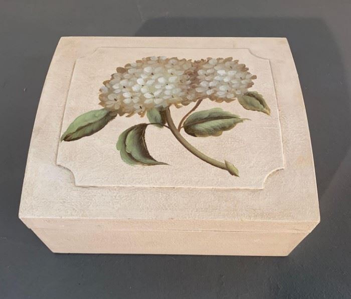 Hydrangea box large wooden hand painted