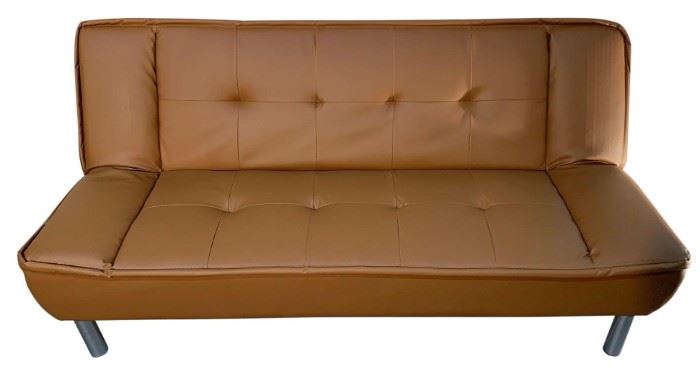 Tan Leather Sofa/ Bed. New and still in a box.
