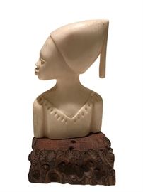 Figurine on Wood Pedestal
