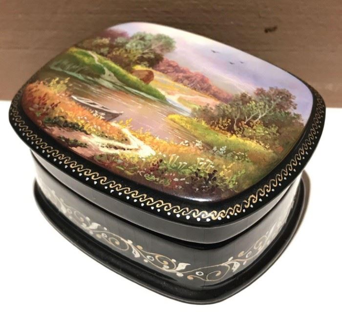 Russian hand painted and lacquered collectors box.