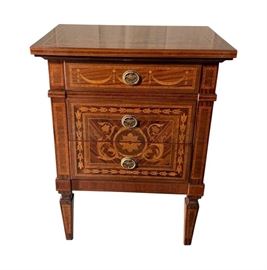Italian Night Stand w/ Exotic Wood Marquetry