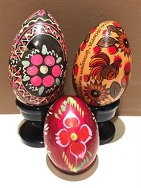 Set of Three Russian Hand Painted Eggs