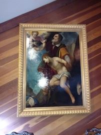 15th century Venetian School oil painting Abraham and Isaac. Huge painting. Used to be in San Francisco church.