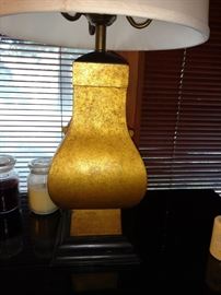 Pair of Gold lamps. Bought at Gumps 1953.