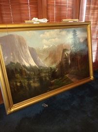 Hudson River School Yosemite. Huge oil painting.  