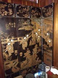 Huge black and gold  Chinese screen.