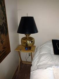 Pair of large brass lamps.