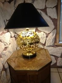 Mid Century Lamp. Pierced globe base.