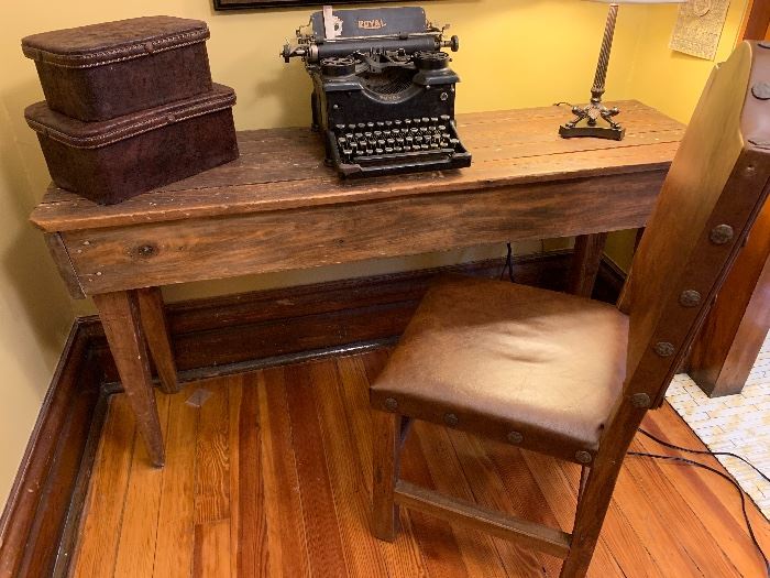 Rustic console table and vintage typewriter! There are TWO of these custom made consoles! 