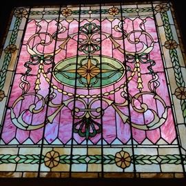 This is the historic stained glass in the formal stairway. This is the reason professional movers will move your large items out of the home for you! :) 