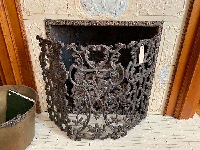 Vintage wrought iron fireplace screen