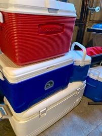 Igloo and Rubbermaid coolers