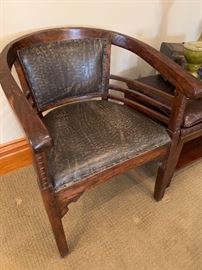 Close up of barrell back chairs