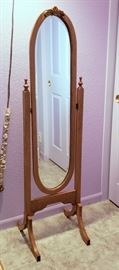 Antique Oak Standing Dressing Mirror 