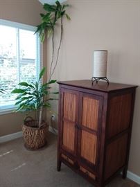 Natural fiber, bamboo, and wood amoire/entertainment cabinet
