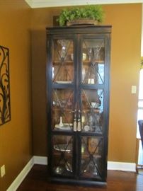 PAIR OF MATCHING CURIO CABINETS,  SOME OF THE ITEMS IN THE CABINETS NFS