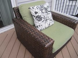 CHAIR AND MATCHING SOFA AND PAIR OF OTTOMANS