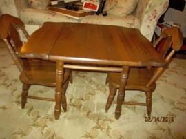 Children's table and chairs. Drop leaf