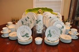 Fantastic complete service for 12,  six piece place setting with many extras  Block Spal Watercolors Trillium by Mary Lou Goertzen 