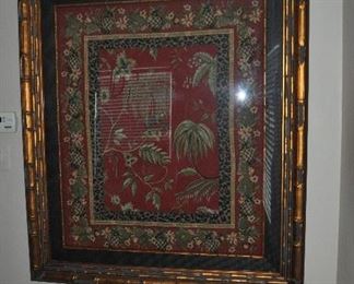 Framed tapestry in an antique copper frame by Jonathan Coastal Living. 48”w x 56”h