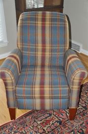 One of the two grey, beige and red plaid La-Z-Boy recliner’s available also in perfect condition! 34”w x 40”h x 30”d