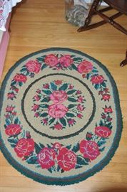 One of a kind of vintage hand made hook rug, 36” x 44”. 