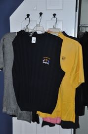 Many like new polo style golf shirts, size large available