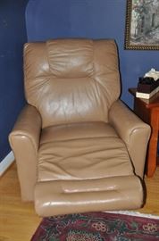 Wonderful beige leather rocker recliner , 36”w x 37”d x 41”d 