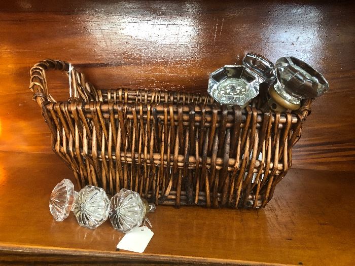 Wonderful antique glass door knobs available as well as an antique set of 10 drawer pulls!
