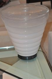 One of the two spectacular glass table lamps available,  16" w x 17.5"h x 16"d