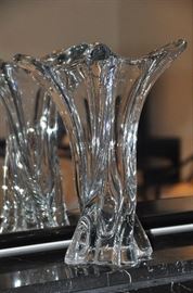 13” Cofrac modern glass vase made in France. 