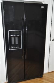 Whirlpool Side by Side black refrigerator, model #GSF26C4EXBO2, 68.5"h x 35.5"w x 35"d 