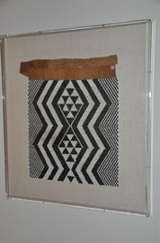 African beaded Zula apron framed in plexiglass, 20.5" x 23"