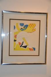 Mid century colored serigraph pencil signed and numbered by American/Columbia’s Artist Knox Martin 11/50