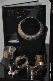 Great heavy silver and sterling cuffs and chockers