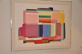 Wonderful Barbara Lynch Zinkel Silkscreen, "A San Francisco Day" signed and numbered 134/200 with linen matte and chrome frame, 45" x 56"