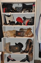 Another great shelf filled with purses, shoes( mostly size 9), medium size belts and other accessories!
