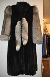 Fabulous mink and ranch full length fur coat, size medium