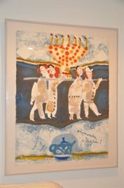 Theo Tobiasse "Who will snatch us from Babylon?" serigraph signed and numbered 20/75, 34.5"w x 44"H