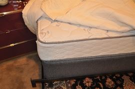 Newer Macy’s twin size mattress, box spring and metal frame available!