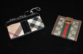 Authentic vintage Gucci bi-fold and Burberry key chain card holder 