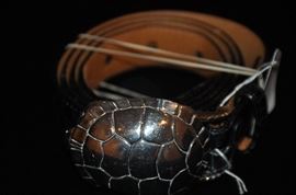 Fantastic Barry Kieselstein-Cord sterling silver turtle women's belt, size medium