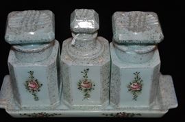 Vintage Fenton Charleton #2200 Vanity Set
(One jar “as is”)