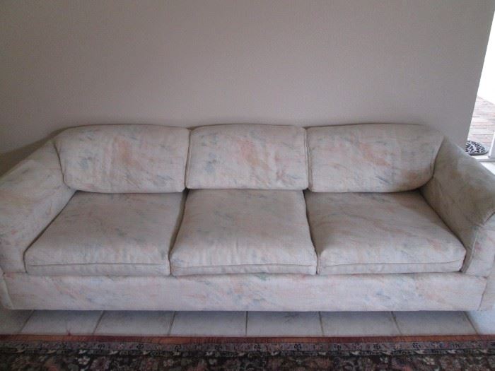 Matching Sofa & Love Seat, pale abstract pattern and colors