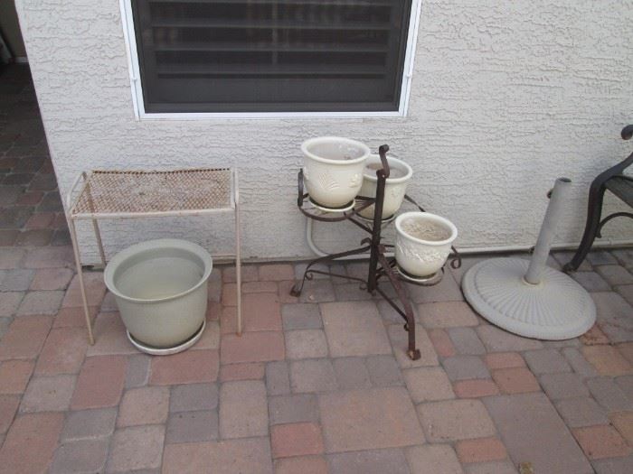 Umbrella Stand and Pots on Stand